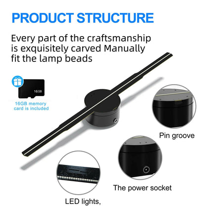 3D Hologram Projector Fan – 42cm Commercial WiFi Remote Advertising Display - GoTypical