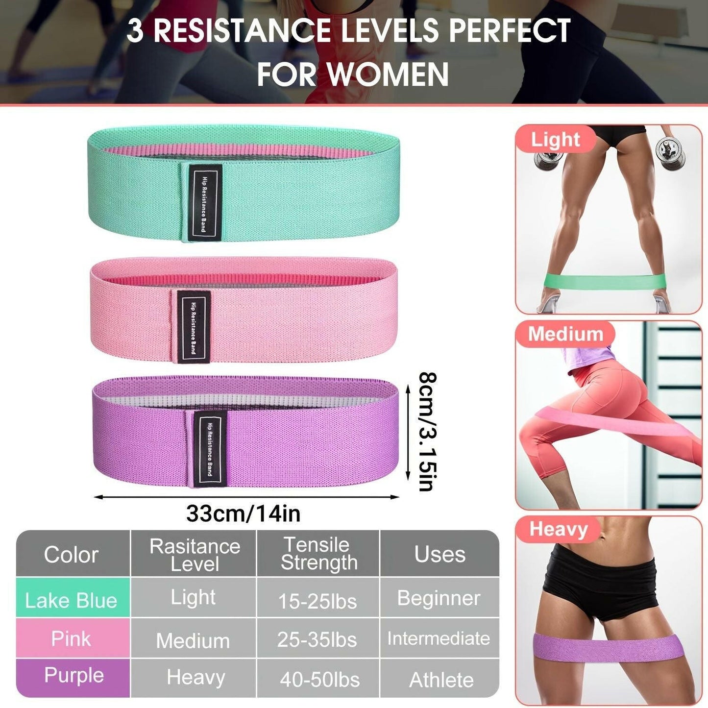 Resistance Bands 3pcs for Legs and Butt – Latex Workout Set - GoTypical