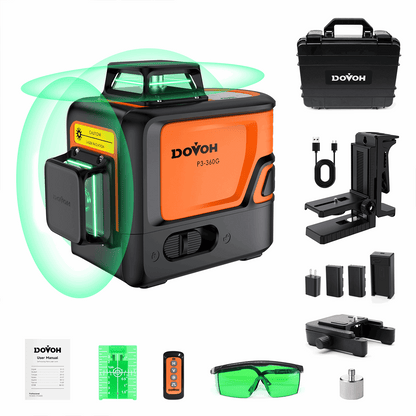 Green Self-Leveling Laser Level – Dovoh P3-360G with Rechargeable Battery - GoTypical