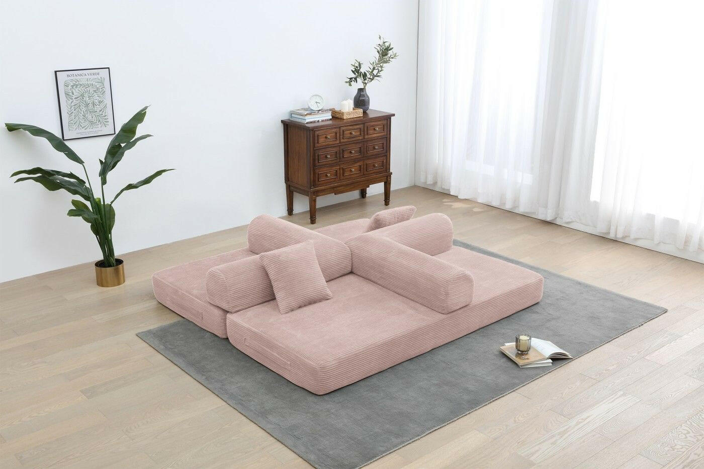 4 - in - 1 Convertible Sofa Bed - 77.9 Inch Modular Floor Couch - GoTypical