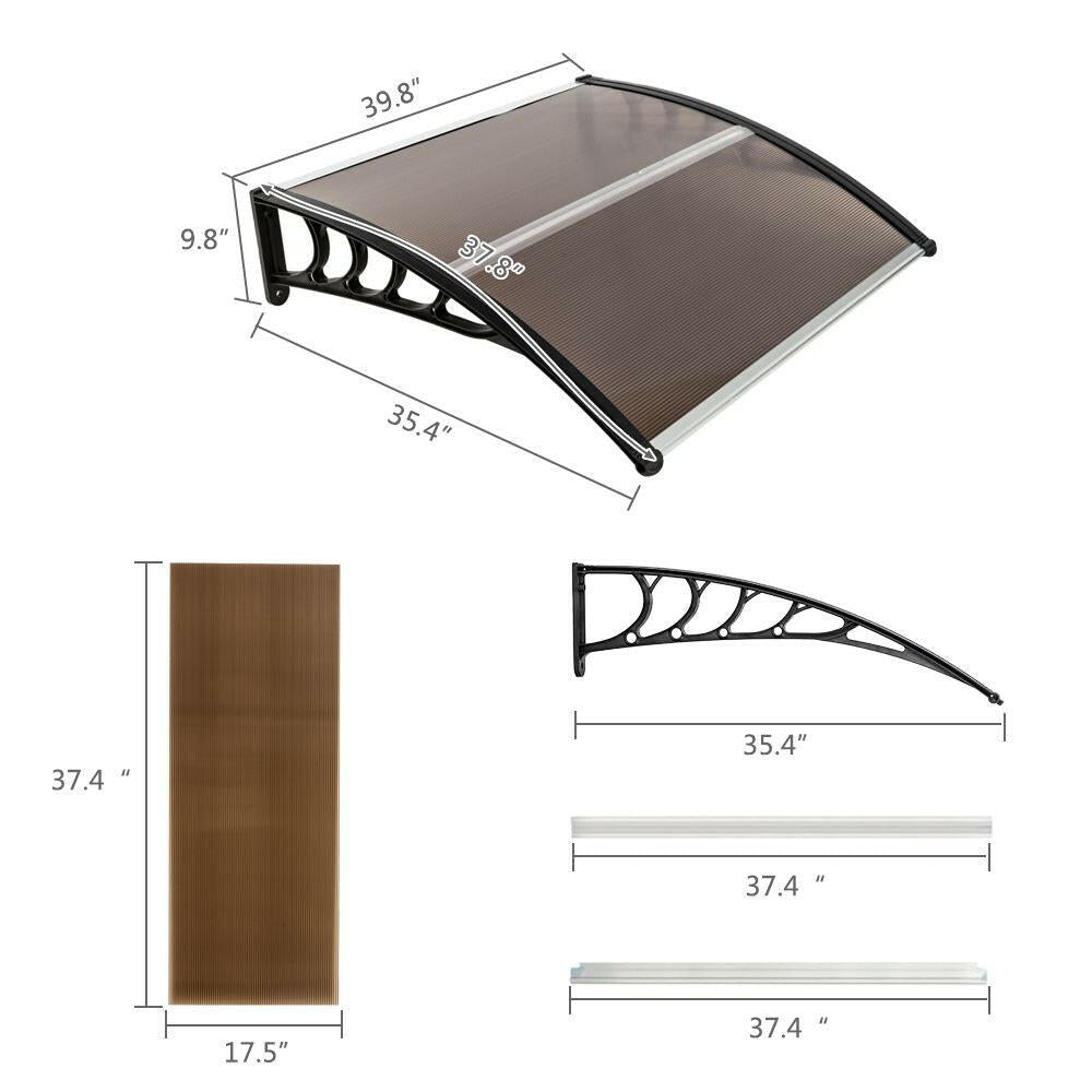 Polycarbonate Door Awning 40x40 – Clear Weather-Resistant Canopy - GoTypical