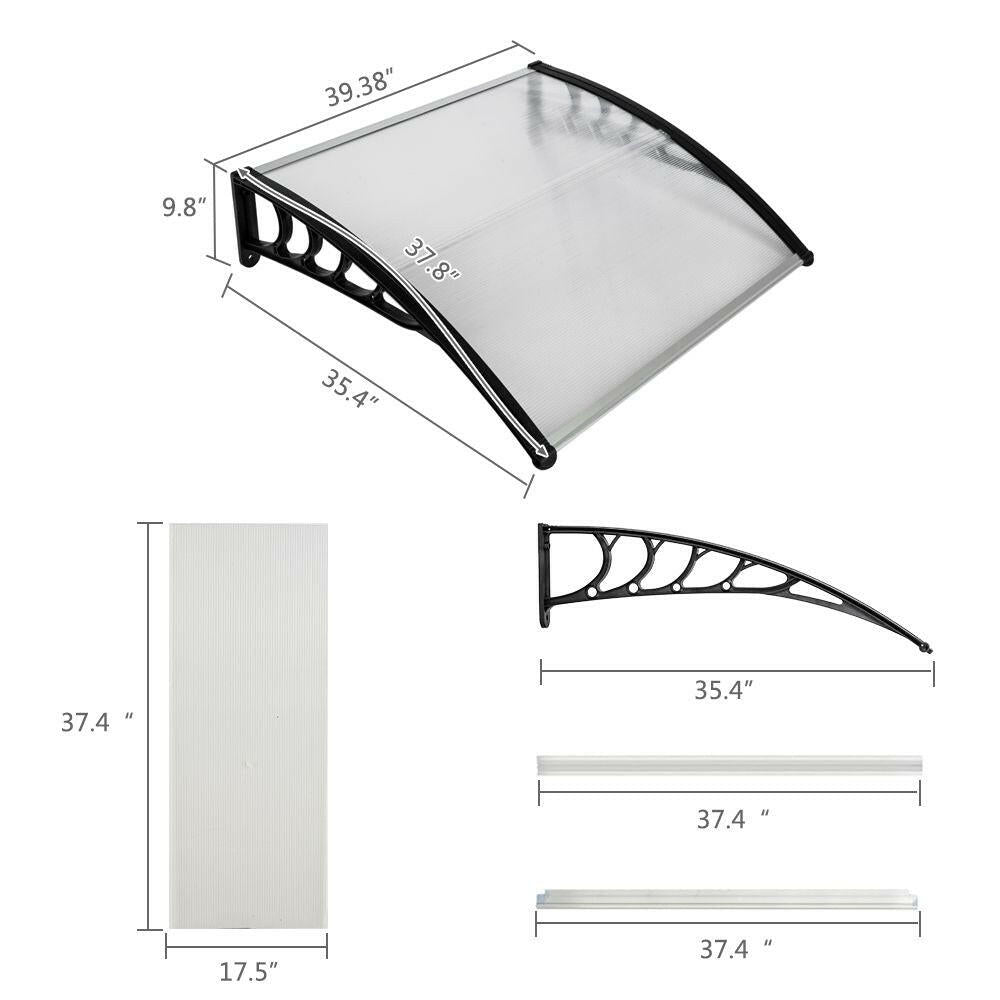 Polycarbonate Door Awning 40x40 – Clear Weather-Resistant Canopy - GoTypical