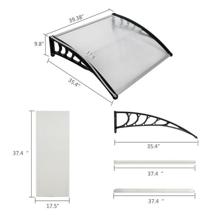 Polycarbonate Door Awning 40x40 – Clear Weather-Resistant Canopy - GoTypical