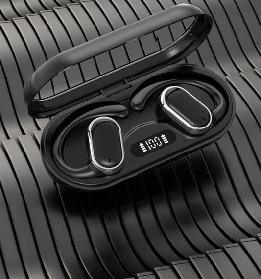 X97 non in ear OWS Bluetooth earphones with over the ear sports transparent compartment for extended battery life and noise redu