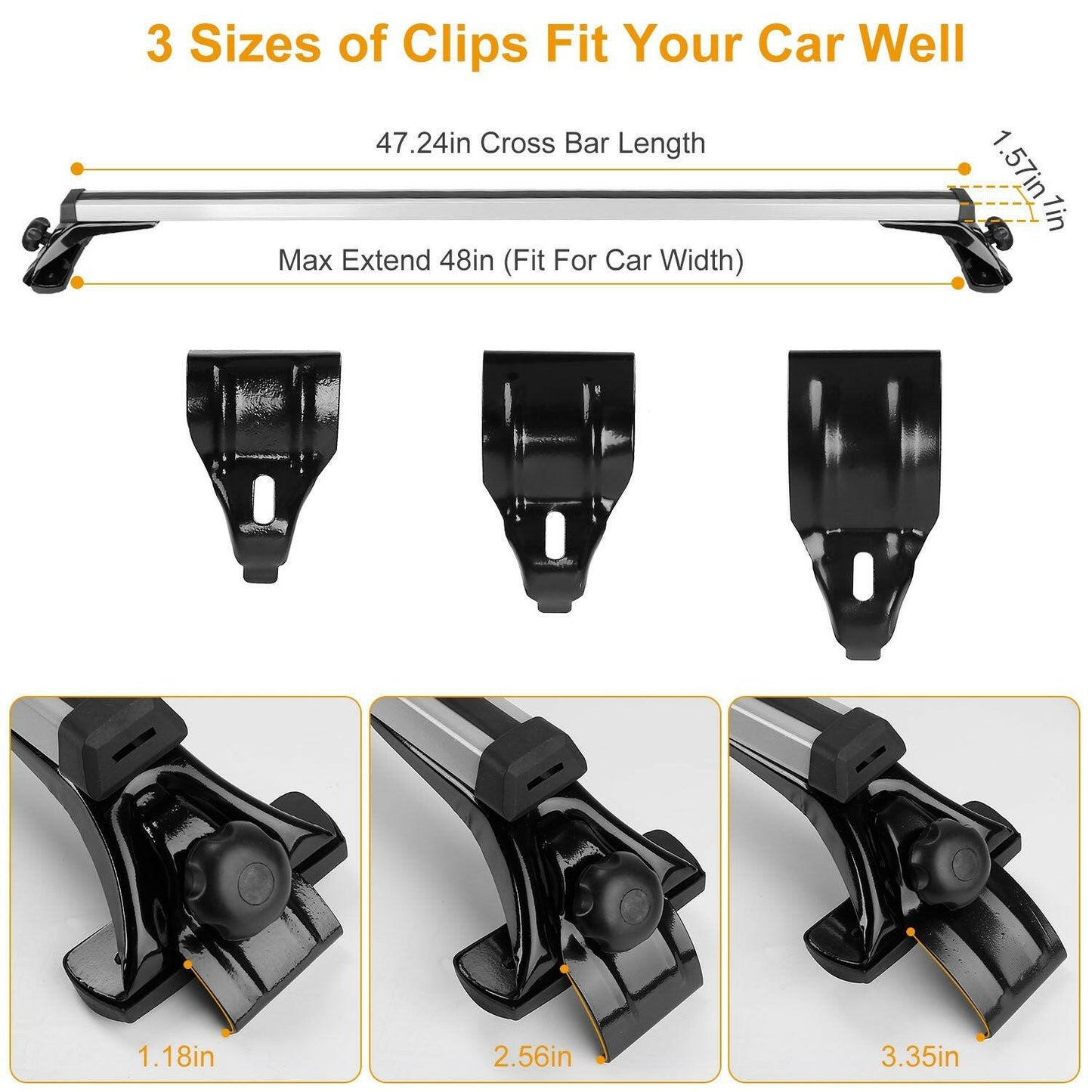 . Aluminum Roof Rack Cross Bars – Universal Fit, 165LBS Capacity - GoTypical