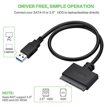 USB 3.0 Easy Drive Cable SATA to USB 3.0 Cable 2.5-inch Hard Disk Adapter Cable 0.5m