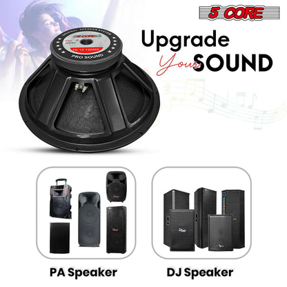 5 Core 18 Inch Subwoofer Speaker – 600W RMS Full Range, 8 Ohm, Steel Frame - GoTypical