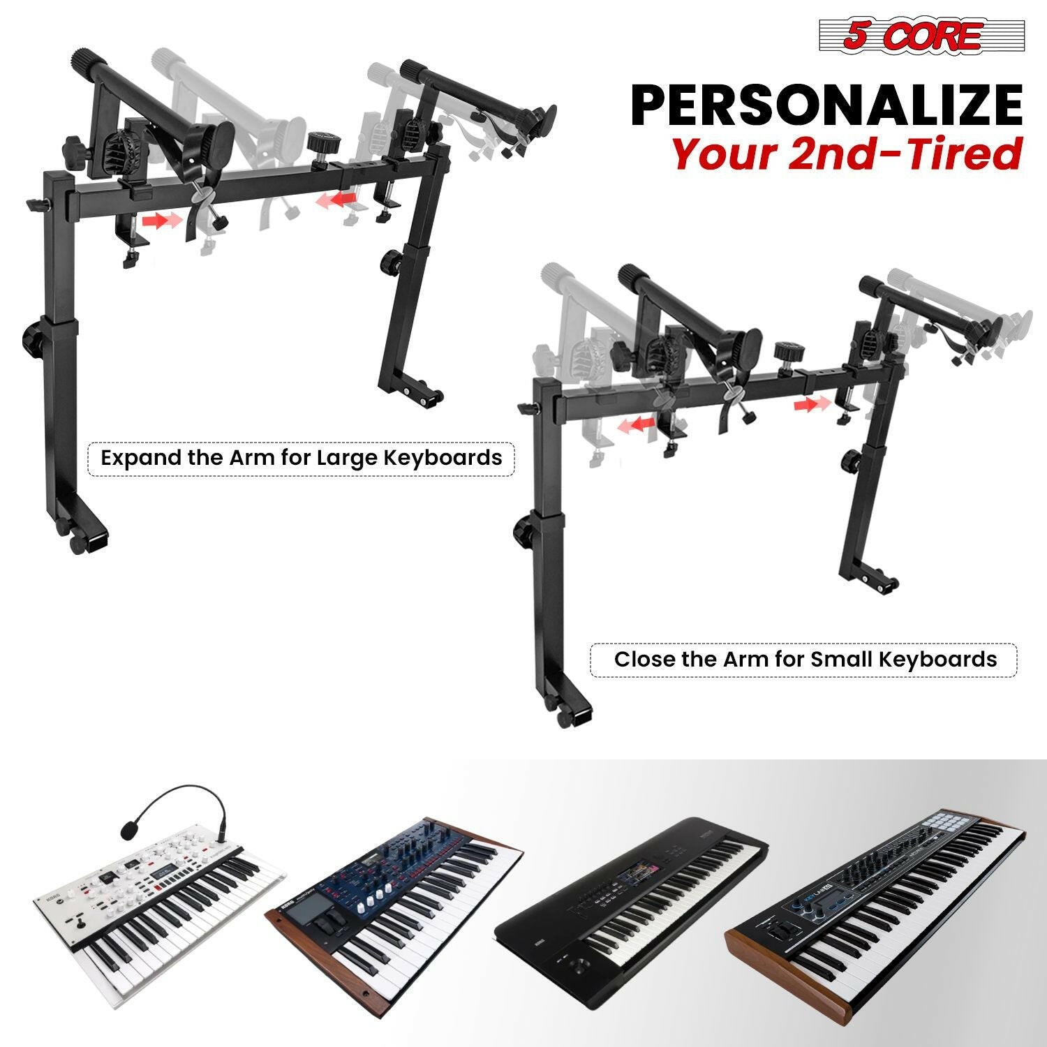 2-Tier Adjustable Keyboard Stand Attachment – Universal Fit 60lbs Capacity - GoTypical