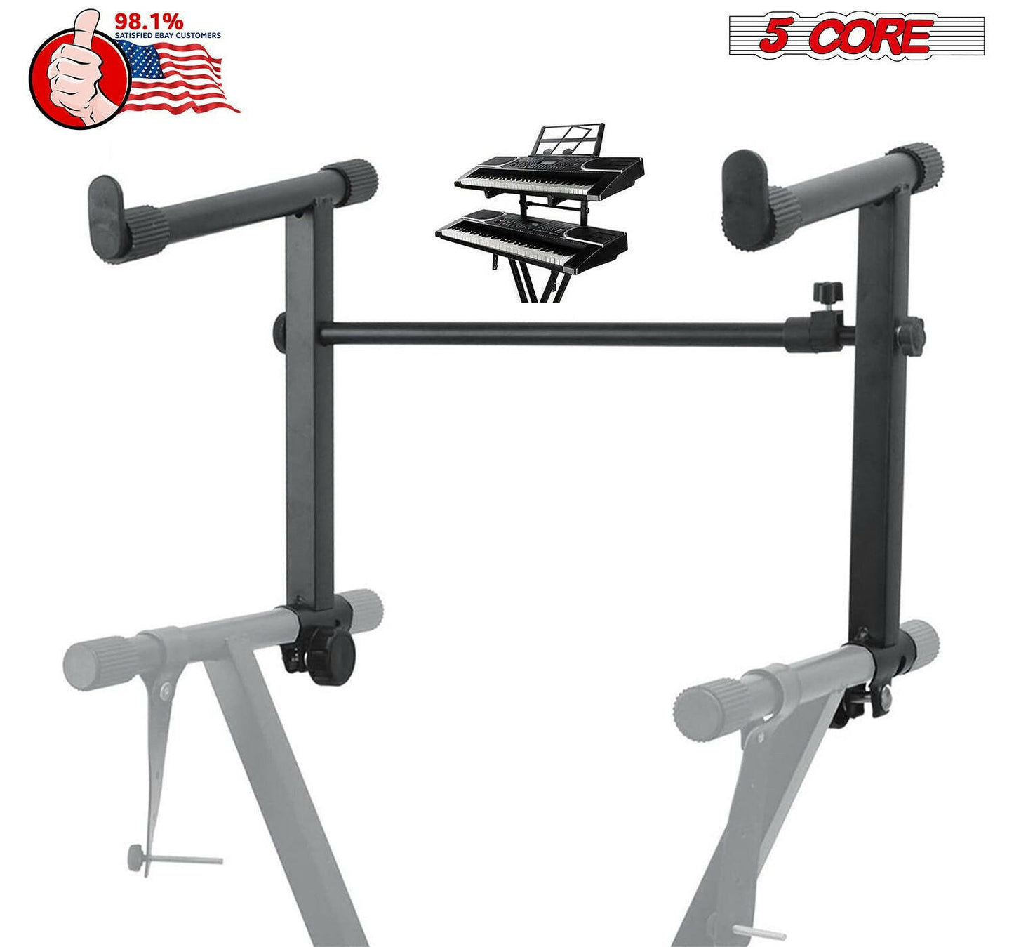 5 Core 2-Tier Adjustable Keyboard Stand Extension – Black Metal Adapter - GoTypical