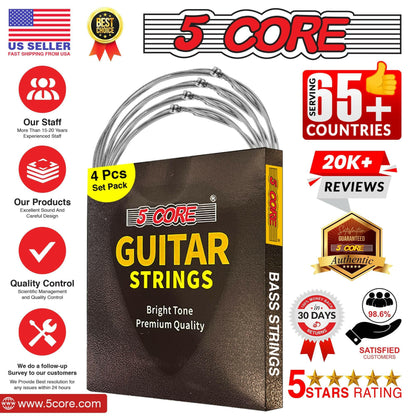 5 Core Bass Guitar Strings – Extra Light Gauge Brass Phosphor Bronze - GoTypical
