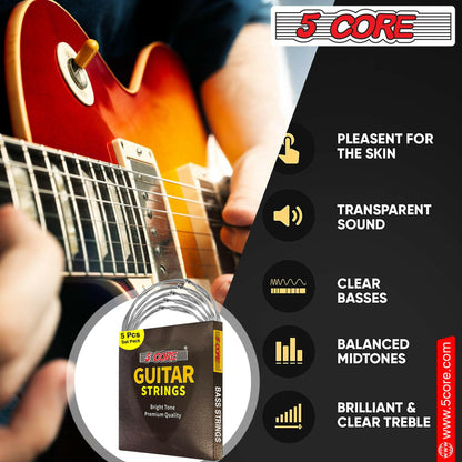 5 Core Bass Guitar Strings – Extra Light Gauge Brass Phosphor Bronze - GoTypical