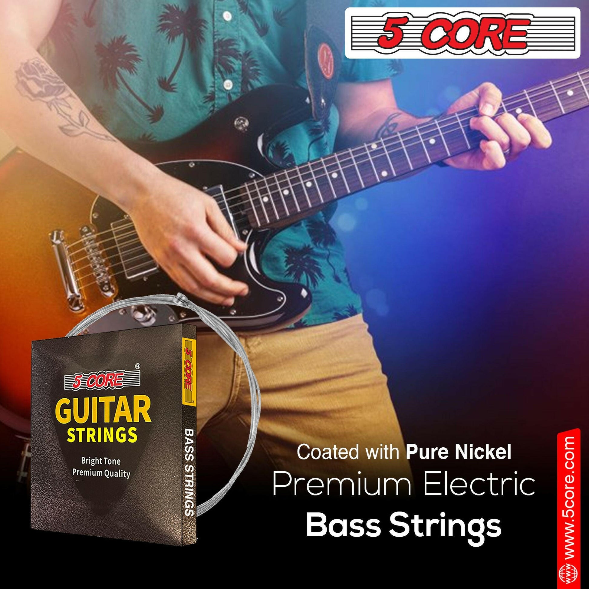 5 Core Bass Guitar Strings – Extra Light Gauge Brass Phosphor Bronze - GoTypical