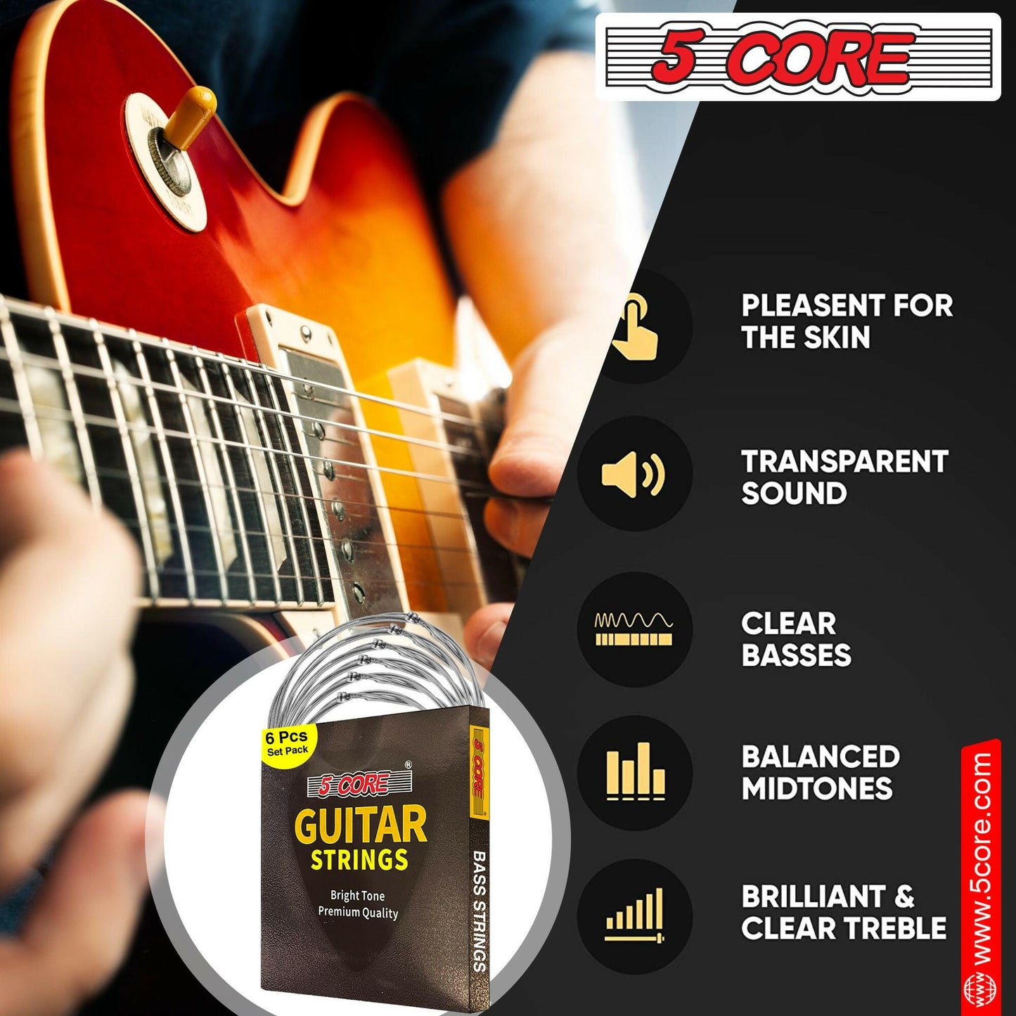 5 Core Bass Guitar Strings – Extra Light Gauge Brass Phosphor Bronze - GoTypical