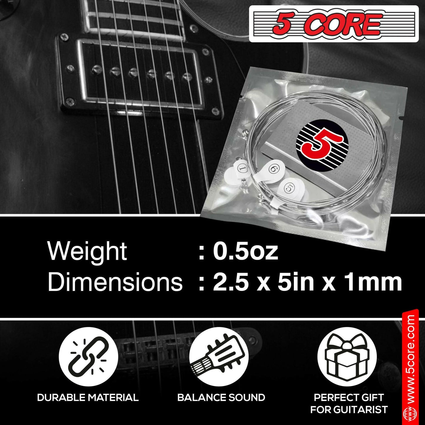 5 Core Bass Guitar Strings – Extra Light Gauge Brass Phosphor Bronze - GoTypical