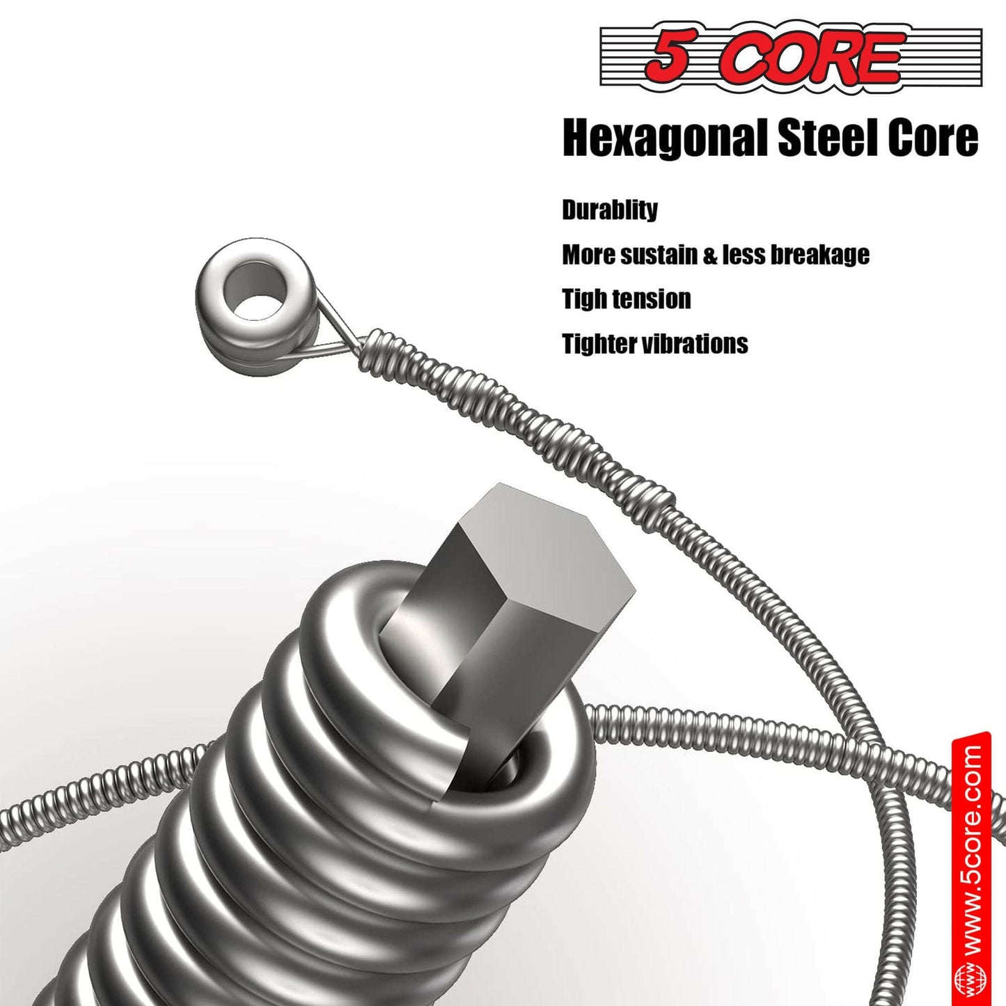 5 Core Bass Guitar Strings – Extra Light Gauge Brass Phosphor Bronze - GoTypical