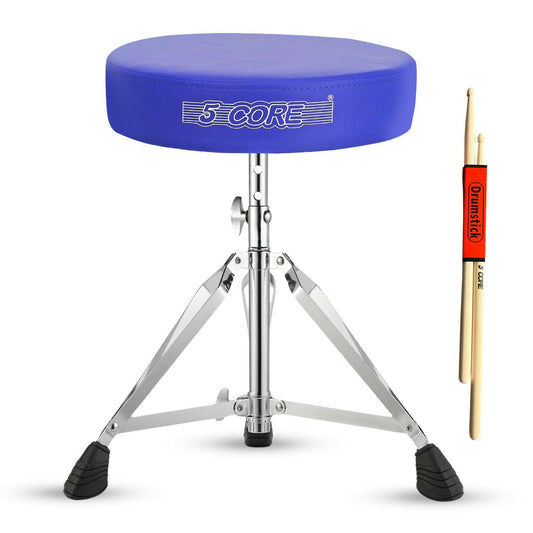 5 Core Drum Throne – Adjustable Padded Blue Music Chair Seat - GoTypical