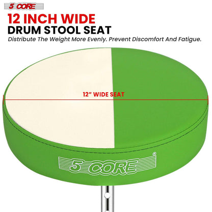 5 Core Drum Throne – Padded Green Adjustable Music Chair with Anti-Slip Feet - GoTypical