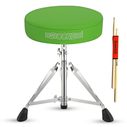 5 Core Drum Throne – Padded Green Adjustable Music Chair with Anti-Slip Feet - GoTypical