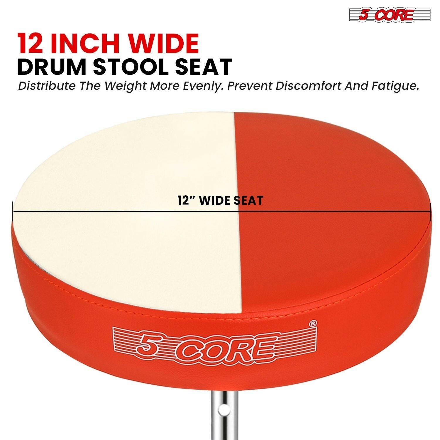 5 Core Drum Throne – Padded Adjustable Music Chair with Orange Seat - GoTypical
