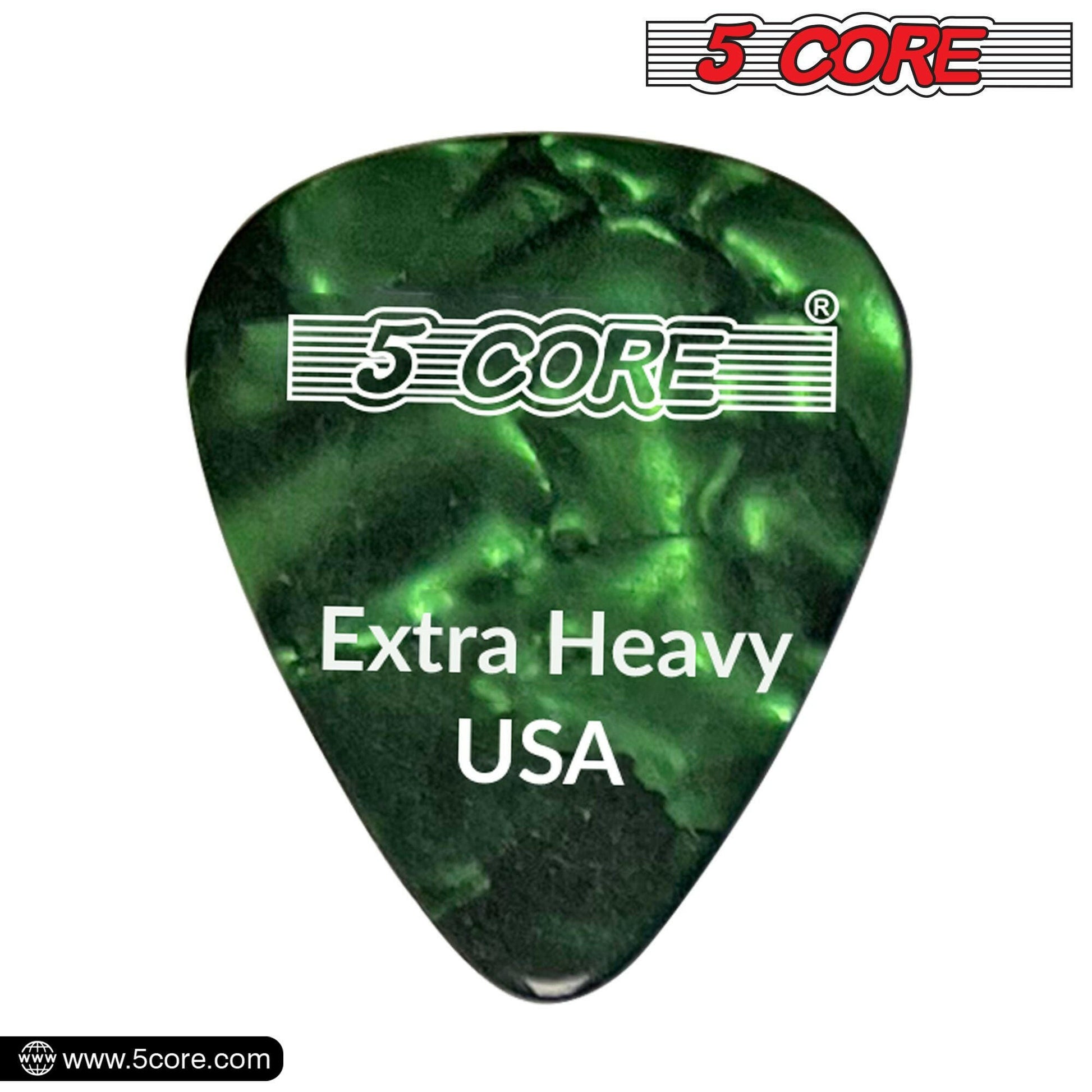 5 Core Extra Heavy Gauge Celluloid Guitar Picks 1.2mm Green - 12 Pack - GoTypical