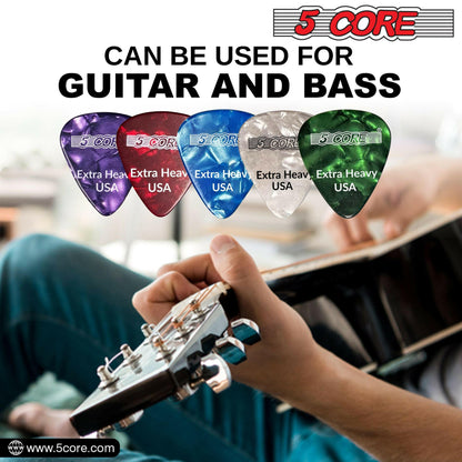 5 Core Extra Heavy Gauge Celluloid Guitar Picks 1.2mm Green - 12 Pack - GoTypical