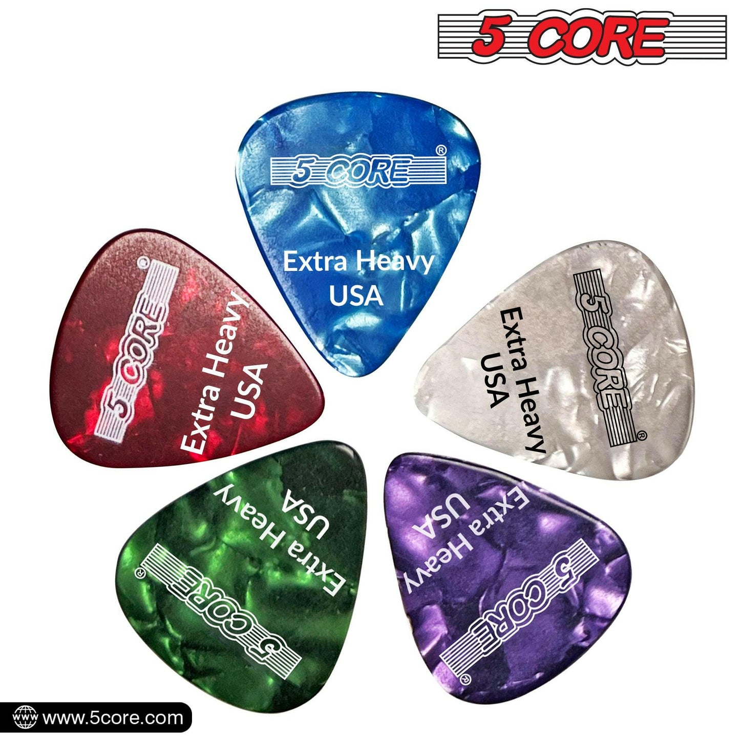 5 Core Extra Heavy Gauge Celluloid Guitar Picks 1.2mm Green - 12 Pack - GoTypical
