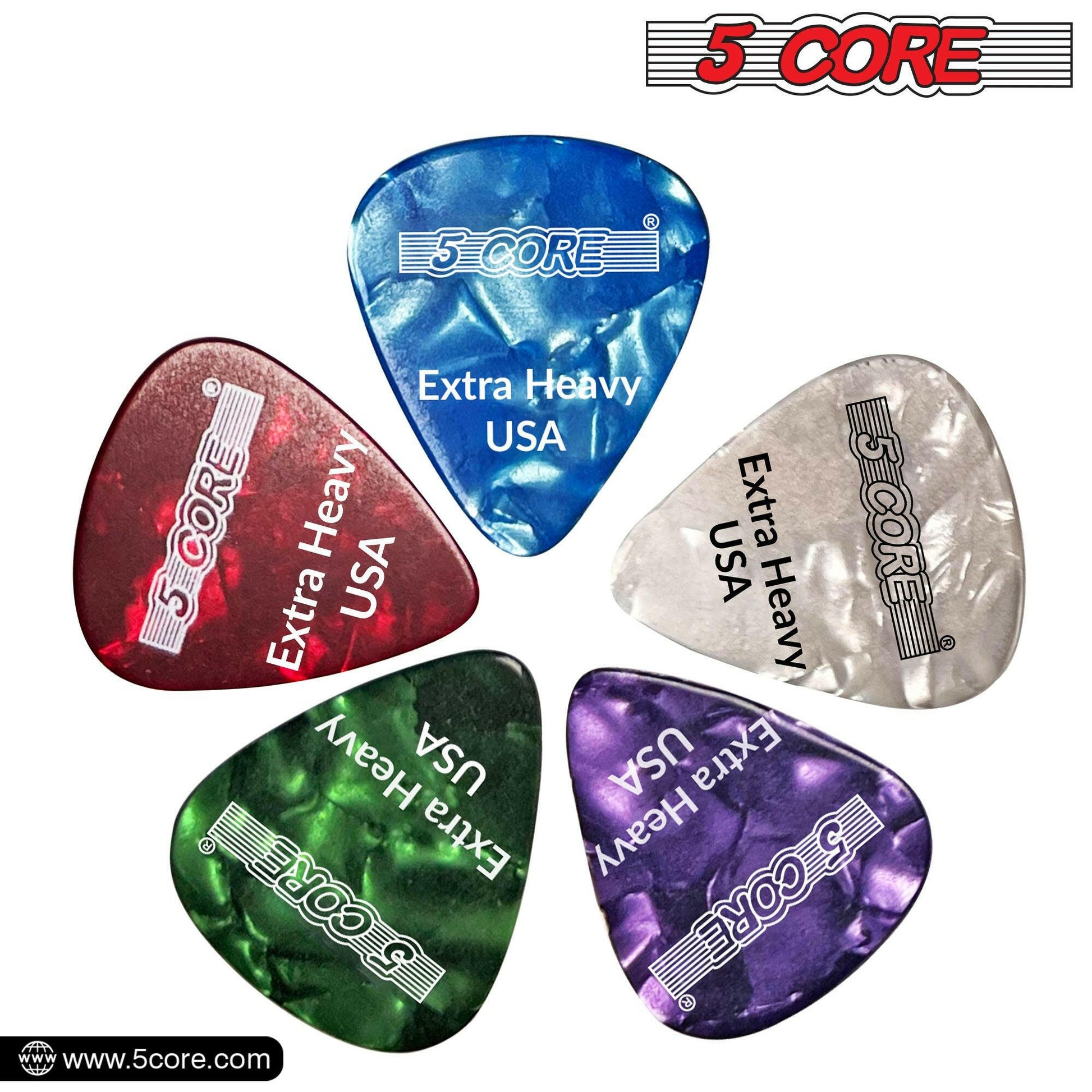 5 Core Extra Heavy Gauge Celluloid Guitar Picks 1.2mm Green - 12 Pack - GoTypical
