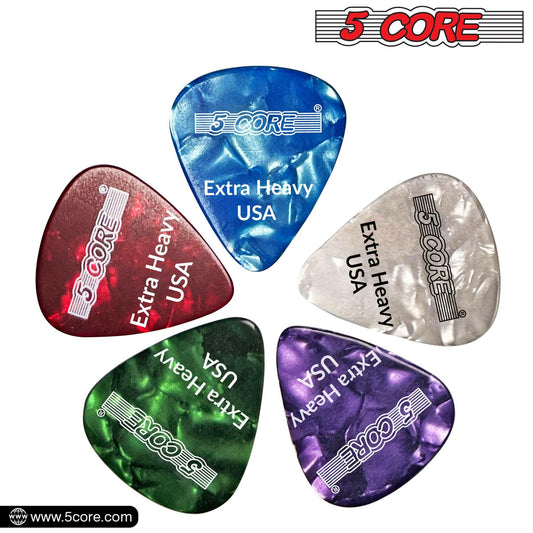 5 Core Extra Heavy Gauge Celluloid Guitar Picks 1.2mm Green - 12 Pack - GoTypical