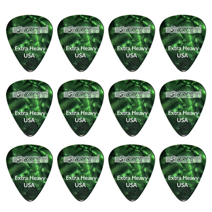 5 Core Extra Heavy Gauge Celluloid Guitar Picks 1.2mm Green - 12 Pack - GoTypical