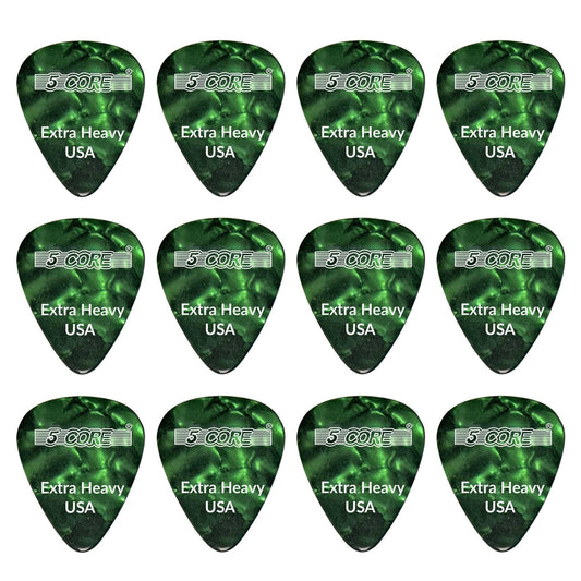 5 Core Extra Heavy Gauge Celluloid Guitar Picks 1.2mm Green - 12 Pack - GoTypical