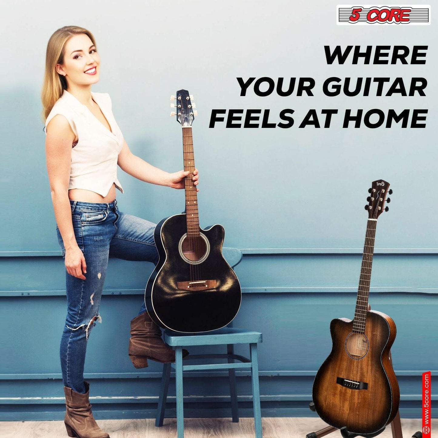 5 Core Guitar Stand – Foldable A-Frame with EVA Foam and Rubber Pads - GoTypical