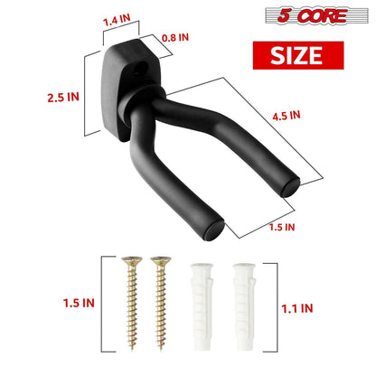 5 Core Guitar Wall Mount – Black Adjustable Hanger for Acoustic & Electric - GoTypical