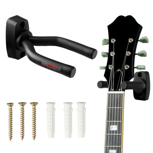 5 Core Guitar Wall Mount – Black Adjustable Hanger for Acoustic & Electric - GoTypical