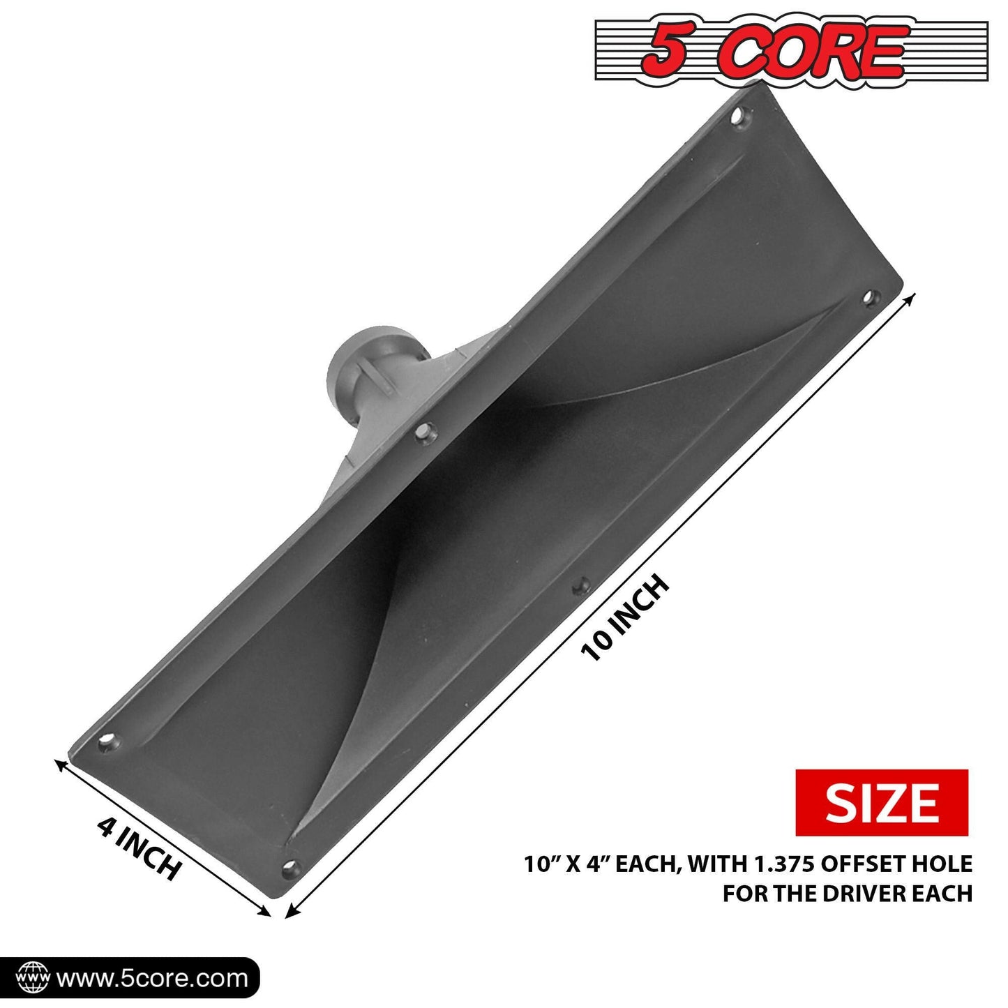 5 Core Horn Speaker Throat – Black ABS 4X10 Inch Weatherproof Waveguide - GoTypical