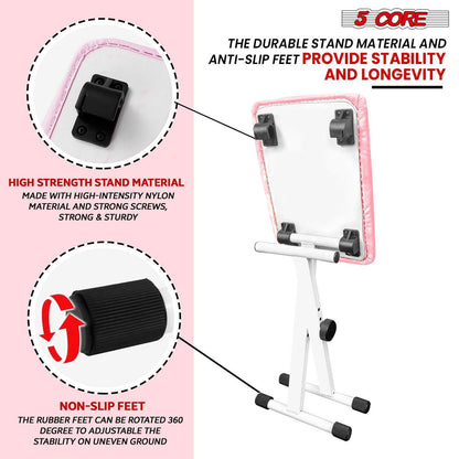 Keyboard Bench – 5 Core Adjustable Height Padded Pink Musician Stool - GoTypical