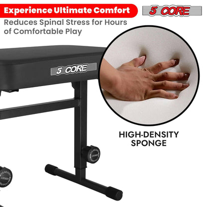 5 Core Keyboard Bench – Black PU Leather, Height Adjustable Piano Stool - GoTypical