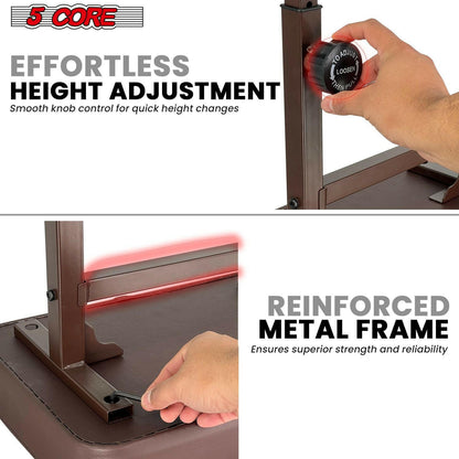 Keyboard Bench – 5 Core Adjustable Height Piano Stool Brown PU Leather - GoTypical