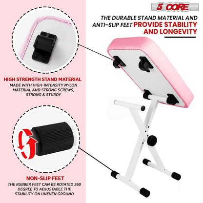 5 Core Adjustable Keyboard Stand & Pink Padded Piano Bench – Heavy Duty - GoTypical