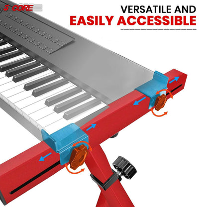 5 Core Adjustable Keyboard Stand – Z Style, Red, Heavy Duty Steel - GoTypical