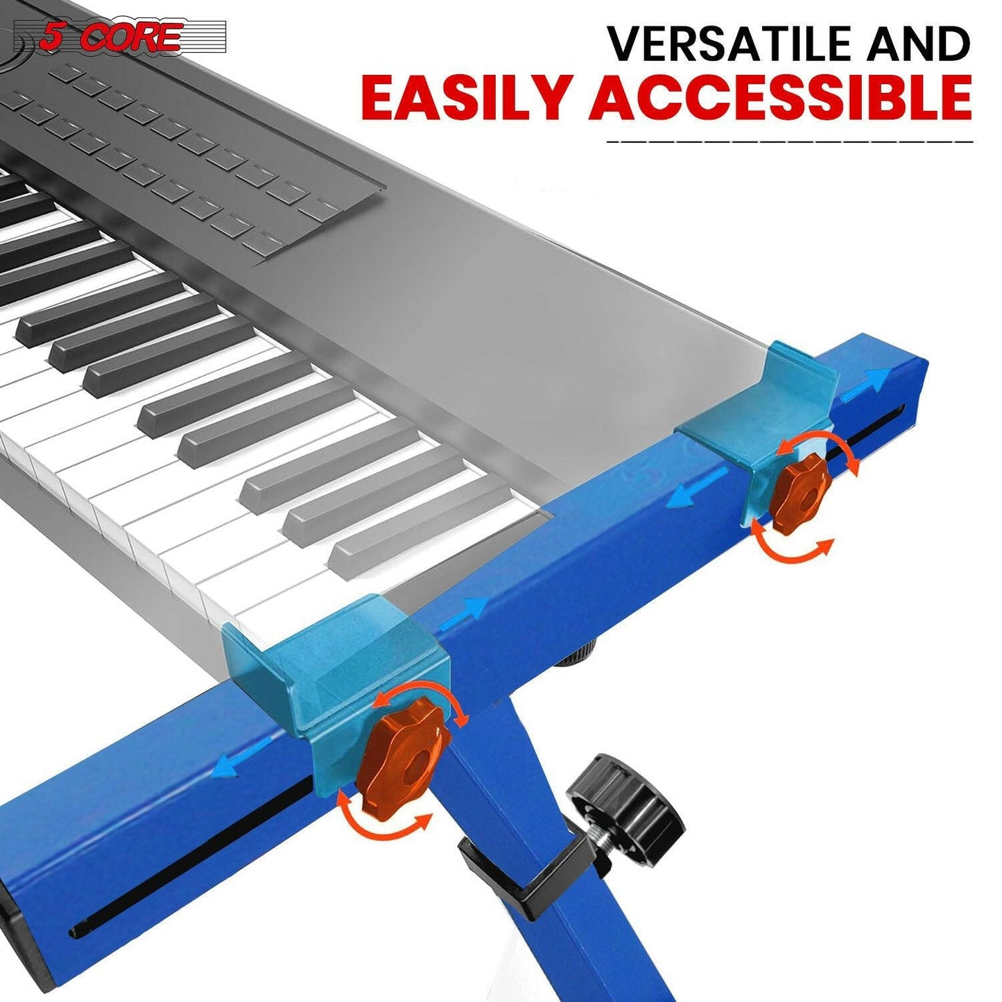 5 Core Adjustable Keyboard Stand – Z Style Blue Heavy Duty 54-88 Keys - GoTypical