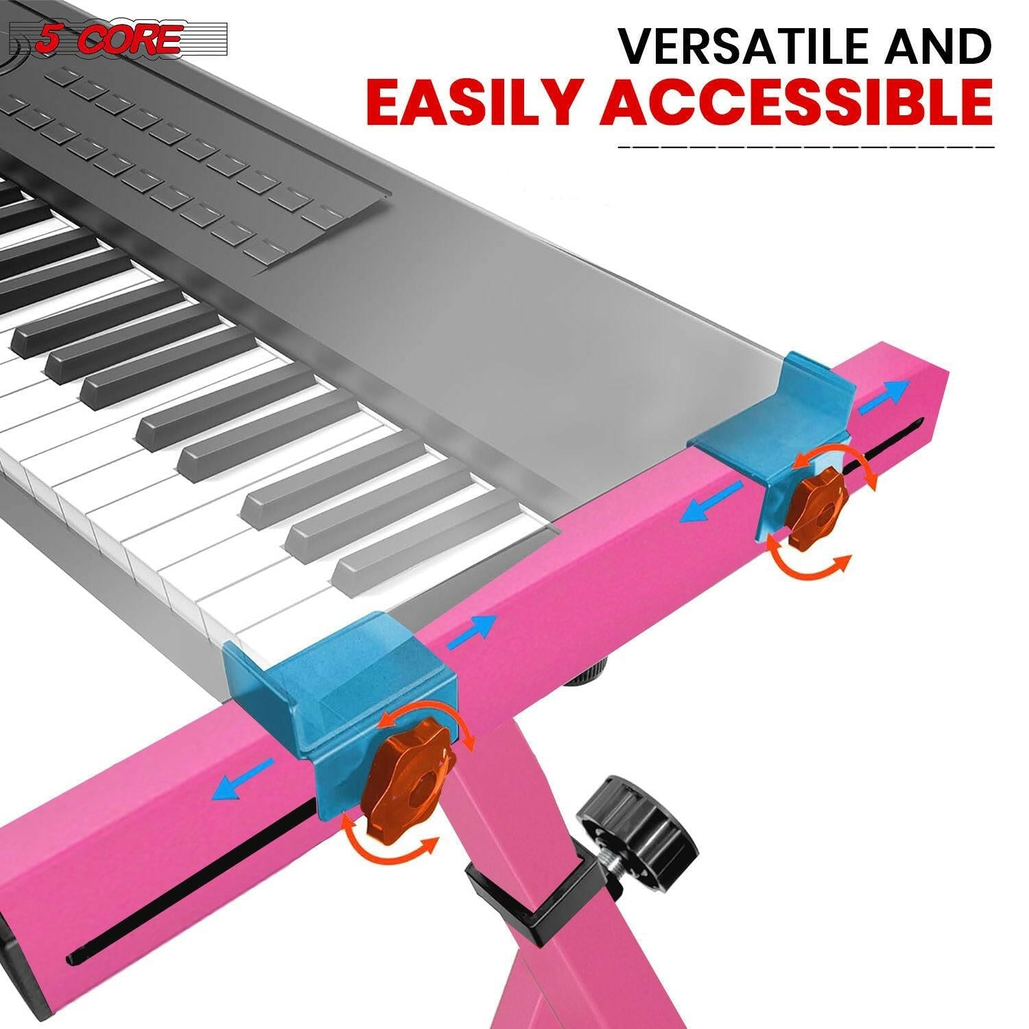 5 Core Adjustable Keyboard Stand – Z Style, Heavy Duty, Baby Pink - GoTypical