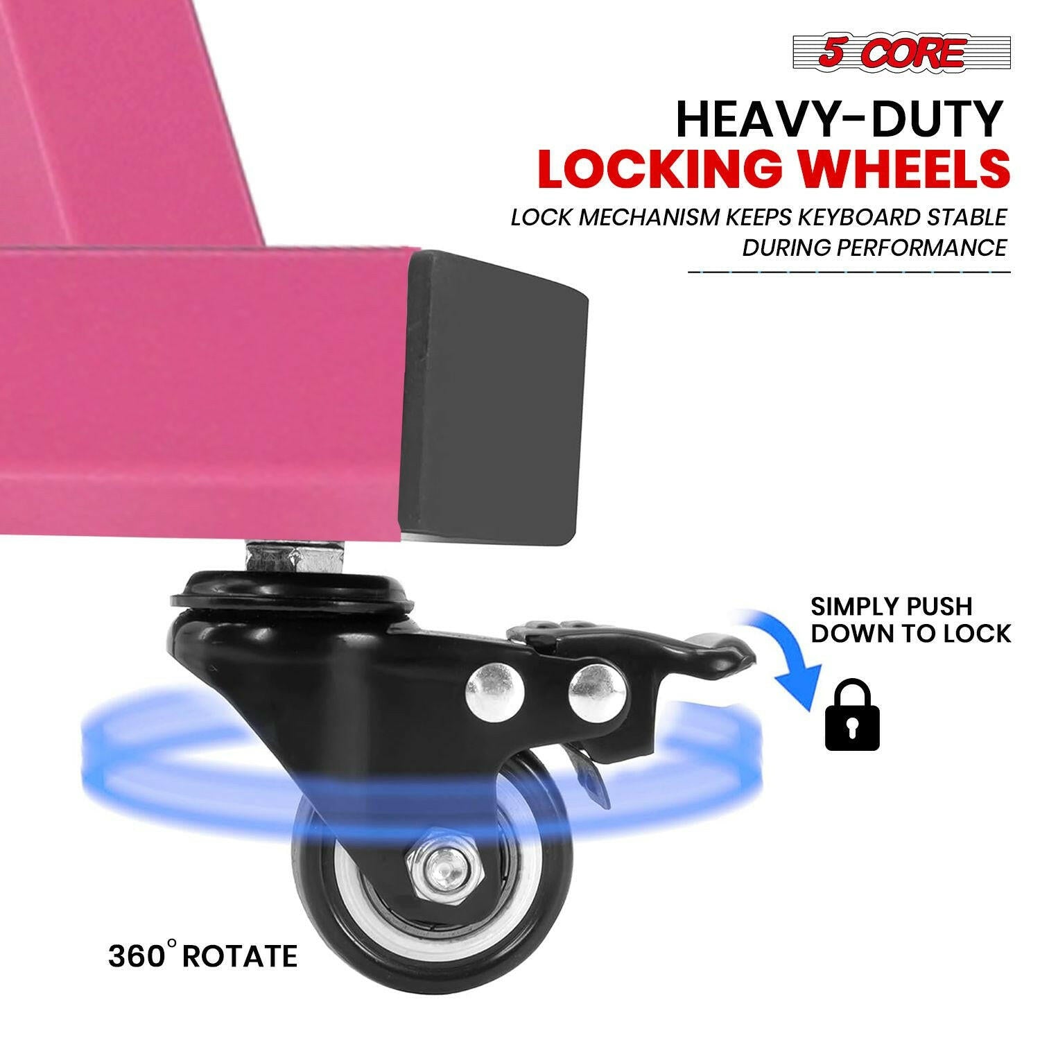 5 Core Adjustable Keyboard Stand – Z Style, Heavy Duty, Baby Pink - GoTypical