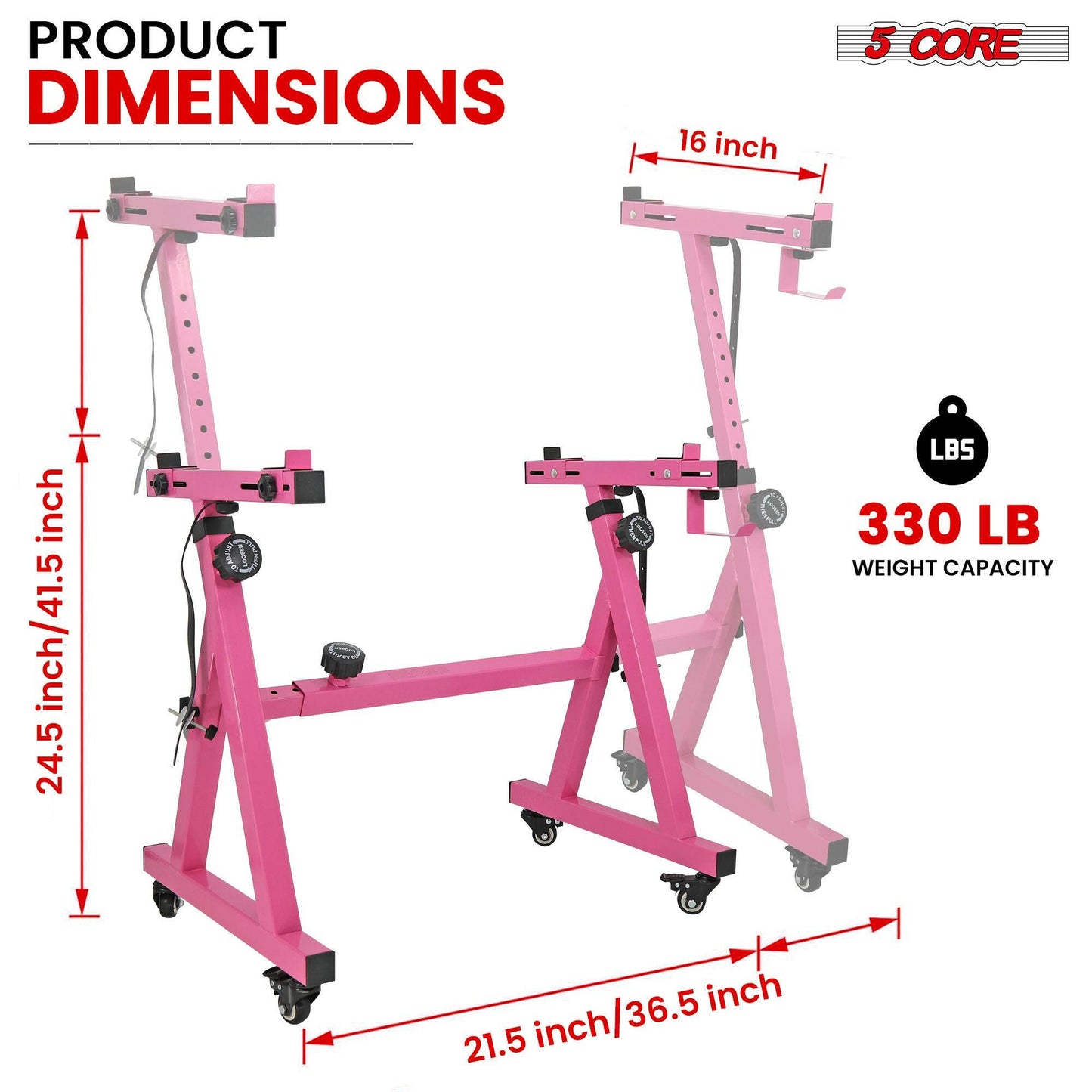 5 Core Adjustable Keyboard Stand – Z Style, Heavy Duty, Baby Pink - GoTypical