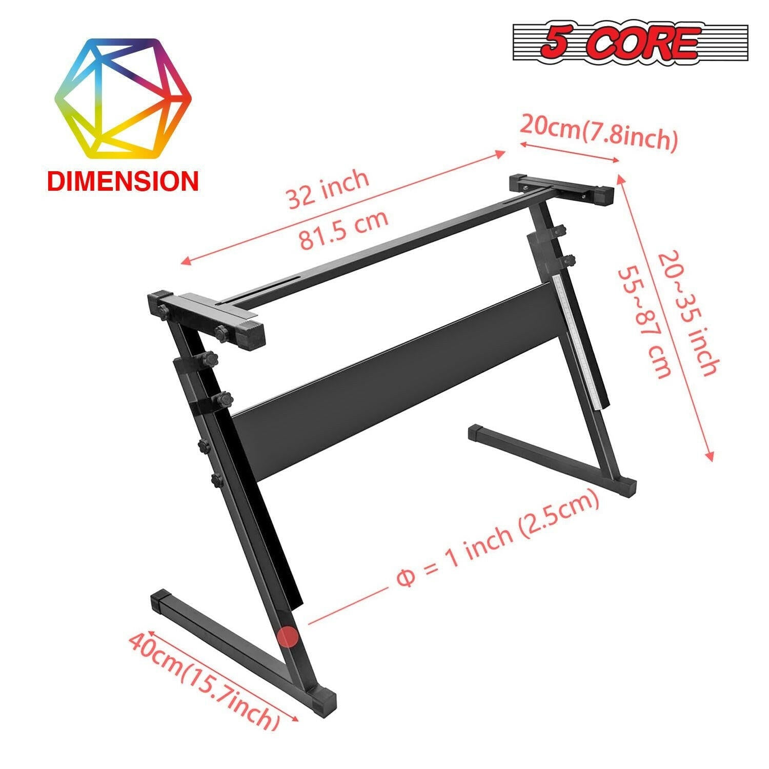 5 Core Keyboard Stand – Adjustable Z-Style Heavy-Duty Black Riser - GoTypical