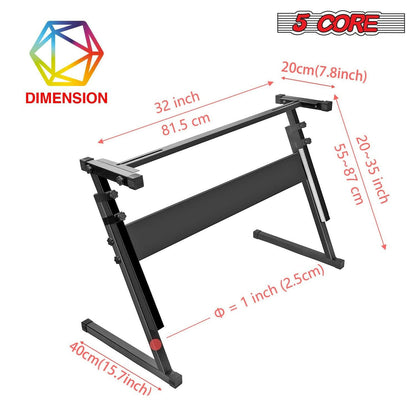 5 Core Keyboard Stand – Adjustable Z-Style Heavy-Duty Black Riser - GoTypical