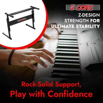 5 Core Keyboard Stand – Adjustable Z-Style Heavy-Duty Black Riser - GoTypical