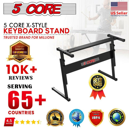 5 Core Keyboard Stand – Adjustable Z-Style Heavy-Duty Black Riser - GoTypical