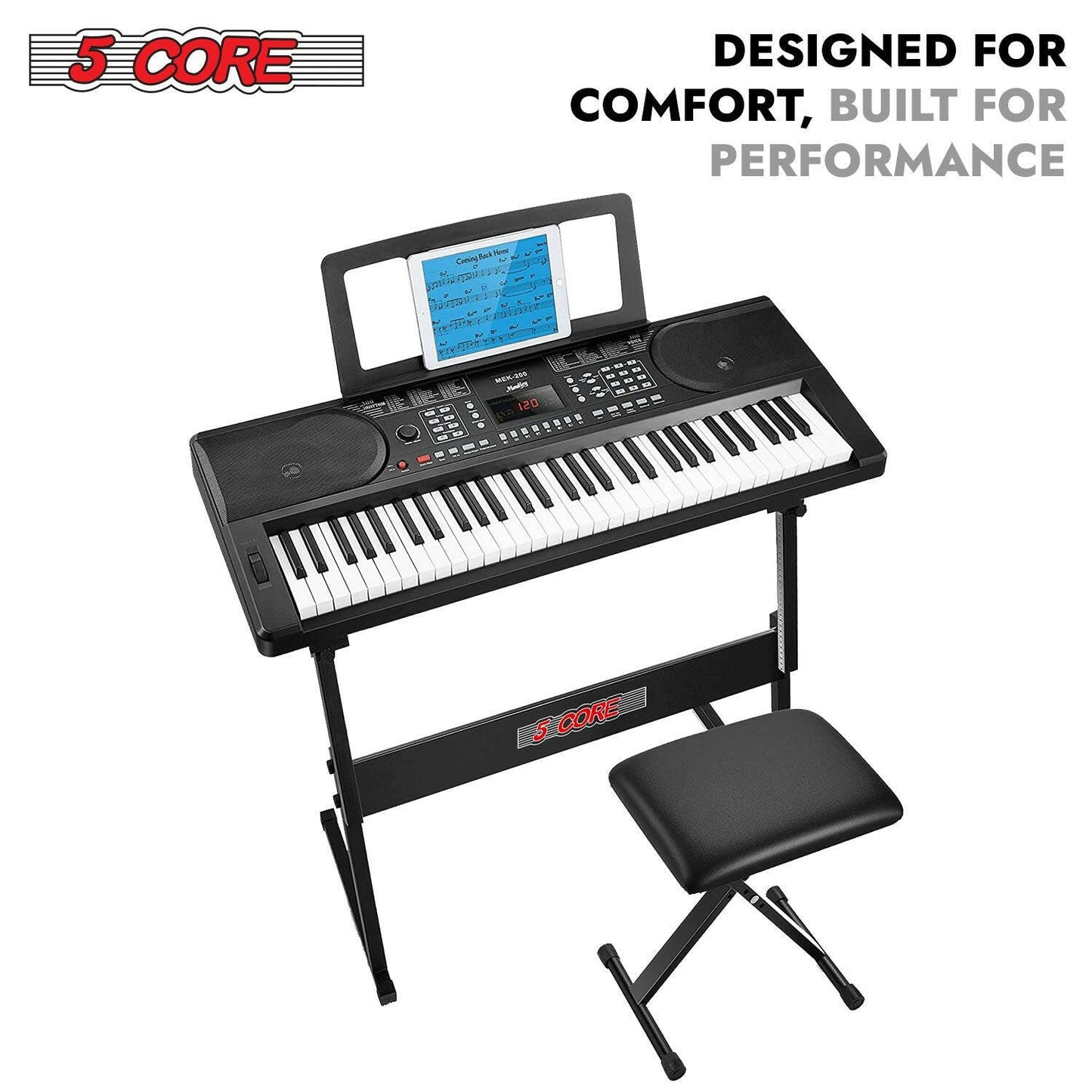 5 Core Keyboard Stand – Adjustable Z-Style Heavy-Duty Black Riser - GoTypical