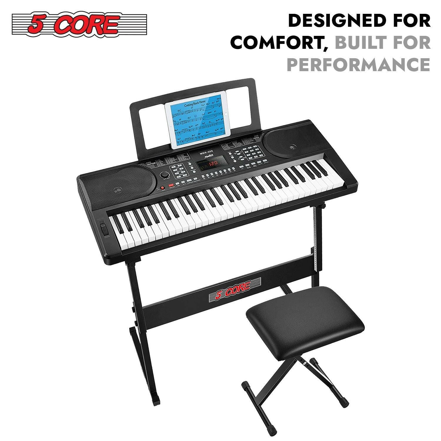 5 Core Keyboard Stand – Adjustable Z-Style Heavy-Duty Black Riser - GoTypical