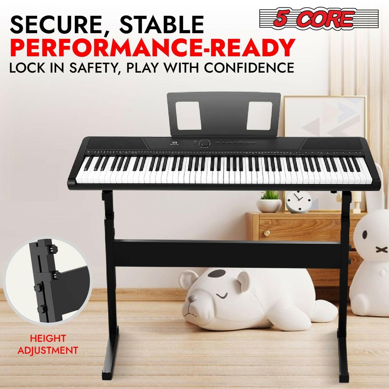 5 Core Keyboard Stand – Adjustable Z-Style Heavy-Duty Black Riser - GoTypical